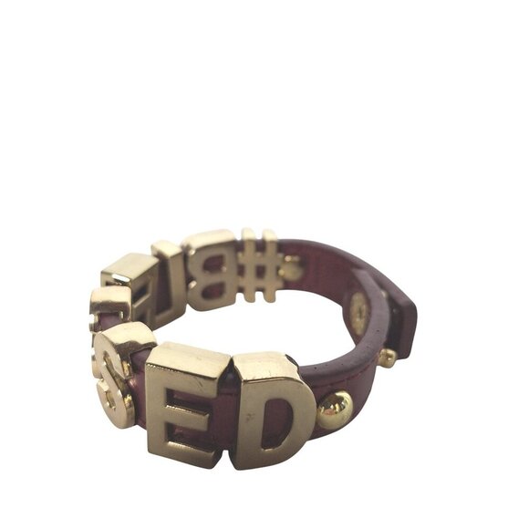 BCBG Generation Blessed Bracelet Maroon Gold Faux Leather - Picture 3 of 9